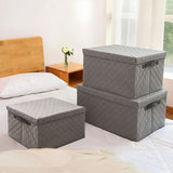 SOGA 2X Extra Large Grey Non-Woven Diamond Quilt Grid Fabric Storage/Organizer Box