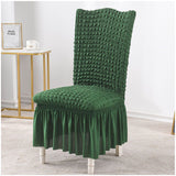 SOGA 2X Dark Green Chair Cover Seat Protector with Ruffle Skirt Stretch Slipcover Wedding Party Home Decor