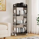 SOGA 38x24cm Black 4 Tier Bookshelf & Cosmetic Storage Organizer Trolley Rack