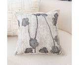 SOGA 45cm Gray Stem Floral Pattern Throw Pillow
