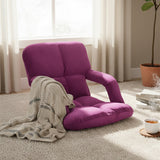 SOGA 4X Foldable Lounge Cushion Adjustable Floor Lazy Recliner Chair with Armrest - Magenta