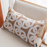 SOGA 2X 35cm Artistic Camel Brown White Geometric Pattern Throw Pillow