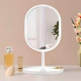 SOGA 26cm White Oval Smart LED Makeup Bedroom Table Vanity Mirror Tricolor Adjustable Light