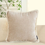 SOGA 45cm Milk Coffee Home Aesthetic Chenille Texture Tassel Square Throw pillow