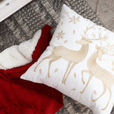 SOGA 2X 45cm Throw Pillow White with Golden Christmas Reindeer Festive Cushion for Cozy Winter Decor