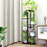 SOGA 4 Tier 5 Pots Black Metal Plant Rack Flowerpot Storage Display Stand Holder Home Garden Decor