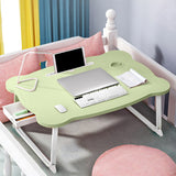 SOGA 2X  Green Portable Bed Table Adjustable Folding Mini Desk With Mini Drawer and Cup-Holder Home Decor