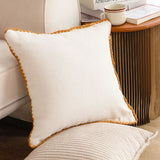 SOGA 45cm Warm Wood Tone & Apricot Shell Edged Square Throw Pillow