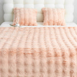 SOGA 2X 160X200cm Throw Blanket Pink Double Layer Rabbit Fur Cozy Comfort with Stylish Decor