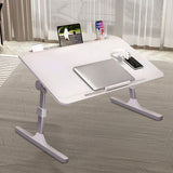 SOGA 70X45cm White Small Laptop Bed Portable Foldable Study Table Adjustable