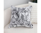 SOGA 50cm Modern Charcoal Palm Leaf Print Contemporary Throw Pillow