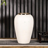 SOGA 30x19cm Plain White Medium Ceramic Flower Vase Elegant Living Room Home Decor