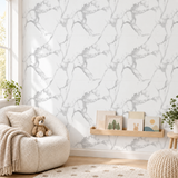SOGA Peel & Stick Floor and Wall Tiles 30 x 30cm 10 Pack White Grey Faux Marble