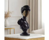 SOGA 40cm Black Resin Bust – Gold Striped Mask Home Sculpture