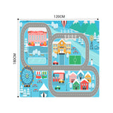 SOGA 120cm Kids Rug Street Map Play Mat Educational Baby Theme Park Area Rugs