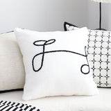 SOGA 45cm Minimalist White Script Letter Embroidered Throw Pillow