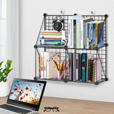 SOGA Black Portable 4-Cube 2 Column Storage Organiser Foldable DIY Modular Grid Space Saving Shelf