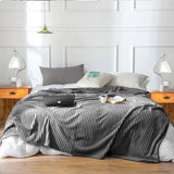 SOGA GreyThrow Blanket Warm Cozy Striped Pattern Thin Flannel Coverlet Fleece Bed Sofa Comforter