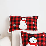 SOGA 2X 30cm Throw Pillow Red Christmas Snowman Lumbar Cushion for Festive Holiday Winter Home Decor