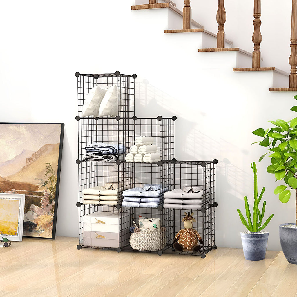 SOGA Black Portable 9-Cube 3 Column Storage Organiser Foldable DIY Mod ...