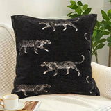 SOGA 2X 45cm Light Luxury Vintage Leopard Print Square Black Throw Pillow