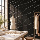 SOGA Peel & Stick Floor and Wall Tiles 60 x 60cm 10 Pack Black Faux Marble