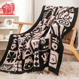 SOGA 130x160cm Throw Blanket  Black and White New Year Limited Edition Peace and Joy Plush Cozy