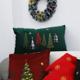 SOGA 2X 30cm Throw Pillow Dark Green Christmas Forest Embroidered Lumbar for Festive Holiday Cushion Home Decor