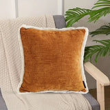 SOGA 2X 45cm Home Aesthetic Chenille Texture Tassel Square Sunset Orange Throw Pillow