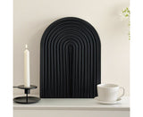 SOGA 32cm Black Ribbed Wooden Serving Tray - Premium Beech Wood Decorative Tray