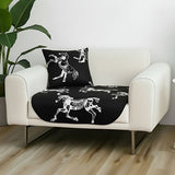 SOGA One-Seater Black Horse Print 90x90cm Throw Blanket Sofa Cover