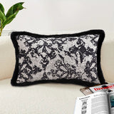 SOGA 2X 30cm Vintage Black Pillowcase Set Black Herringbone Pattern Lumbar Throw Pillow