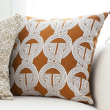 SOGA 50cm Throw Pillow Brown Circular Chain Jacquard  Decorative Square for Home Decor