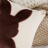 SOGA 2X 45cm Throw Pillow Light Tan Square Cushion with Soft Coffee Bunny Design Decorative Home Decor