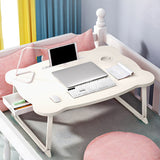 SOGA 2X White Portable Bed Table Adjustable Folding Mini Desk With Mini Drawer and Cup-Holder Home Decor