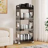 SOGA 38x24x90cm Black 4 Tier Bookshelf & Cosmetic Storage Organizer Trolley Rack