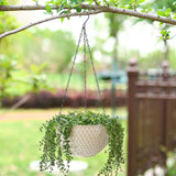 SOGA 2X White Large Hanging Resin Flower Pot Self Watering Basket Planter Outdoor