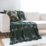 SOGA Olive Green Zebra Print Throw Blanket 130x180cm 100% Cotton