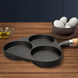 SOGA 3 Mold Cast Iron Breakfast Fried Egg Pancake Omelette Fry Pan