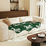 SOGA Three-Seater Green Horse Print 90x210cm Throw Blanket Sofa Cover
