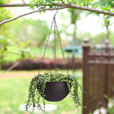 SOGA 2X Coffee Large Hanging Resin Flower Pot Self Watering Basket Planter