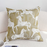 SOGA 2X 50cm Vintage Olive Green White Horse Pattern Throw Pillow
