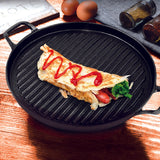 SOGA 2X 28cm Ribbed Cast Iron Frying Pan Skillet Coating Steak Sizzle Platter