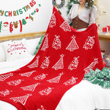 SOGA 130x170cm Throw Blanket Red Christmas Tree Half Fleece for Holiday Season Cozy