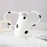 SOGA 2X 23.5x11cm Ornament Vase with Polka Dot Handicraft Decorations in Living Room Home Decor