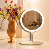 SOGA 26cm White Round Smart LED Makeup Bedroom Table Vanity Mirror Tricolor Adjustable Light