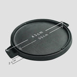 SOGA 43cm Round Ribbed Cast Iron Frying Pan Skillet Steak Sizzle Platter with Handle