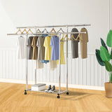 SOGA 2X 200cm Stainless Steel Floor-Standing Clothes Rack - Durable and Space-Saving Laundry Organizer