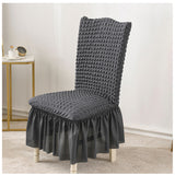 SOGA Dark Grey Chair Cover Seat Protector with Ruffle Skirt Stretch Slipcover Wedding Party Home Decor