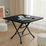 SOGA 2X Black Dining Table Portable Square Surface Space Saving Folding Desk with Lacquered Legs Home Decor